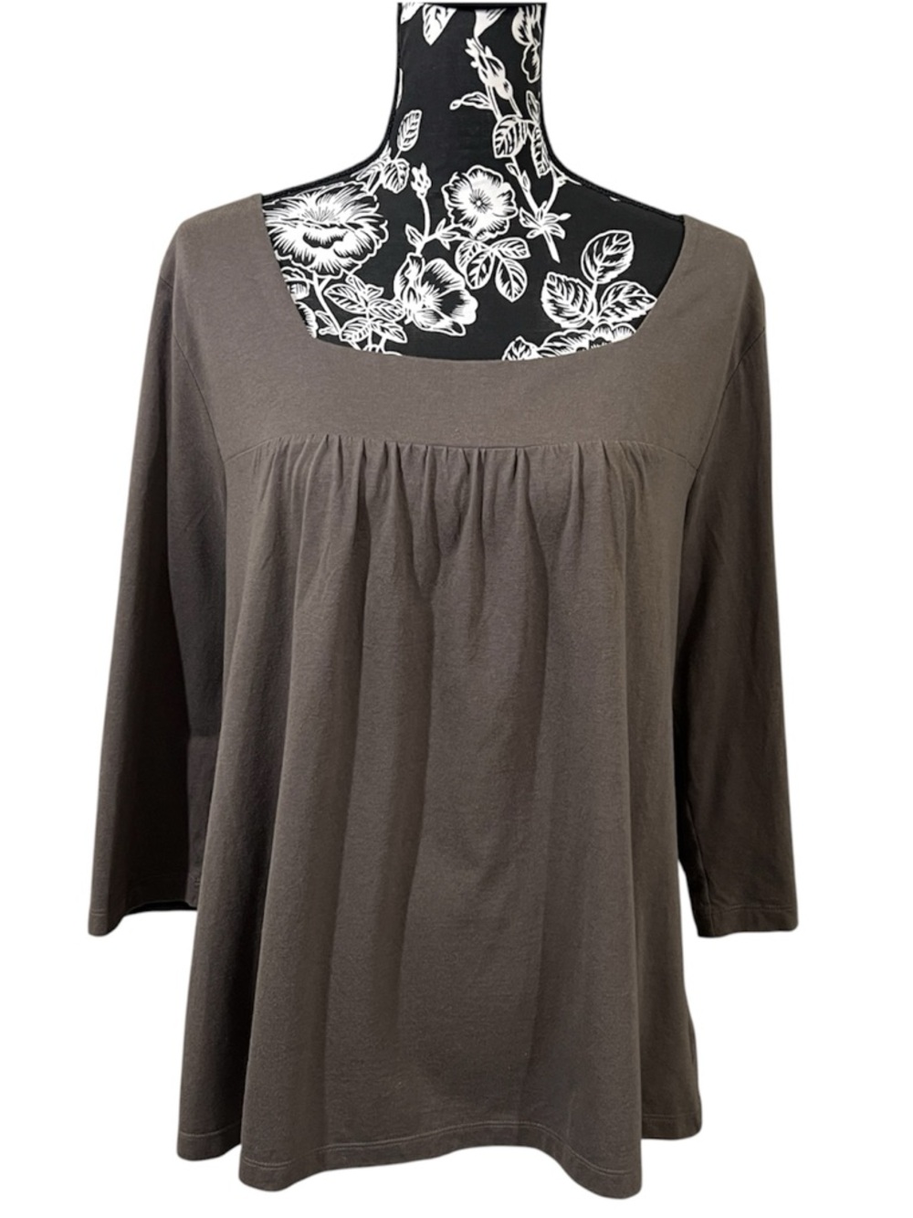 Sonoma Brown Scoop Neck Gathered Tunic